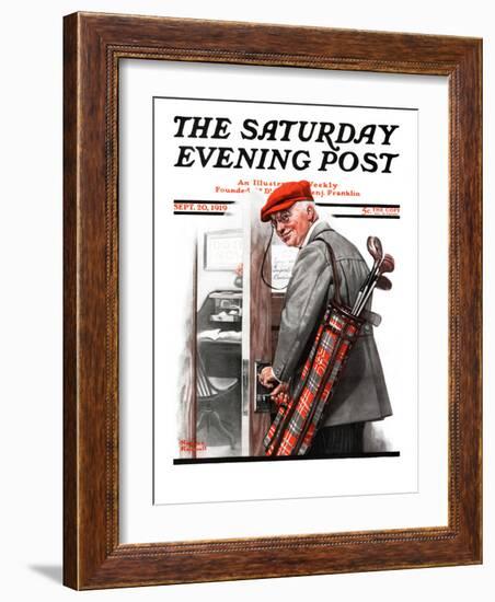 "Important Business" Saturday Evening Post Cover, September 20,1919-Norman Rockwell-Framed Premium Giclee Print