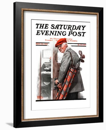 "Important Business" Saturday Evening Post Cover, September 20,1919-Norman Rockwell-Framed Premium Giclee Print