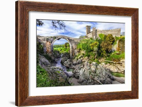 Impressive Ancient Bridge and Castle Vulci - Lazio, Italy-Maugli-l-Framed Photographic Print