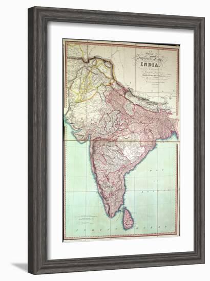 Improved Map of India Published in London 1820-null-Framed Giclee Print