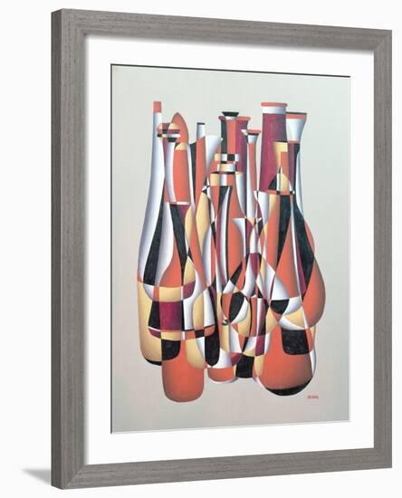 Improvised Dimentional Transposition, Carmine Vermillion-Brian Irving-Framed Giclee Print