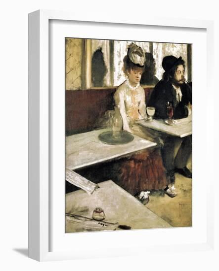 In a Café or L'Absinthe (Dans Un Café Ou L'Absinthe)-Edgar Degas-Framed Art Print