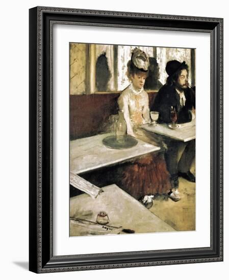 In a Café or L'Absinthe (Dans Un Café Ou L'Absinthe)-Edgar Degas-Framed Art Print