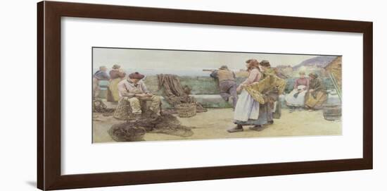 In a Cornish Fishing Village: Departure of the Fleet for the North, 1886-Walter Langley-Framed Giclee Print