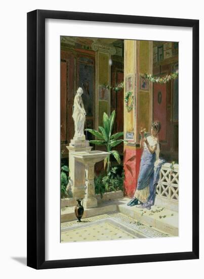 In a Courtyard in Pompeii-Luigi Bazzani-Framed Giclee Print