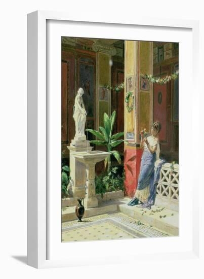 In a Courtyard in Pompeii-Luigi Bazzani-Framed Giclee Print