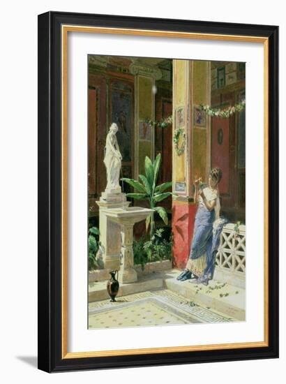 In a Courtyard in Pompeii-Luigi Bazzani-Framed Giclee Print