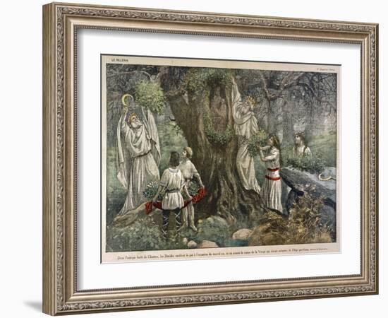 In a Forest Near Chartres France Druids Collect Mistletoe for Ritual Purposes-Eugene Damblans-Framed Art Print