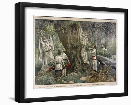 In a Forest Near Chartres France Druids Collect Mistletoe for Ritual Purposes-Eugene Damblans-Framed Art Print