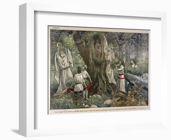 In a Forest Near Chartres France Druids Collect Mistletoe for Ritual Purposes-Eugene Damblans-Framed Art Print