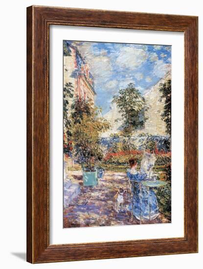 In a French Garden-Childe Hassam-Framed Art Print