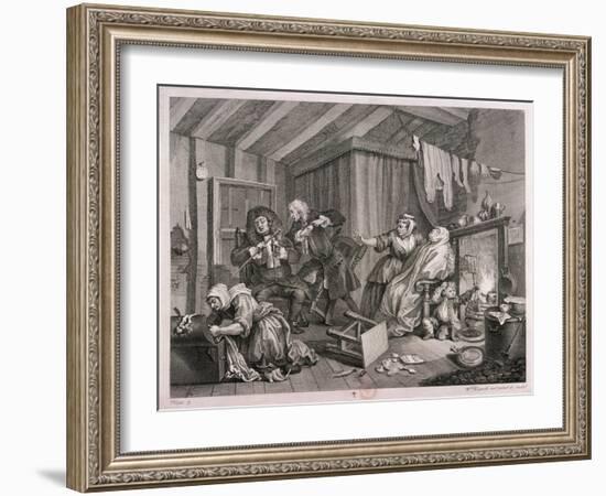 In a High Saliuation at the Point of Death, Plate V of the Harlot's Progress, 1732-William Hogarth-Framed Giclee Print