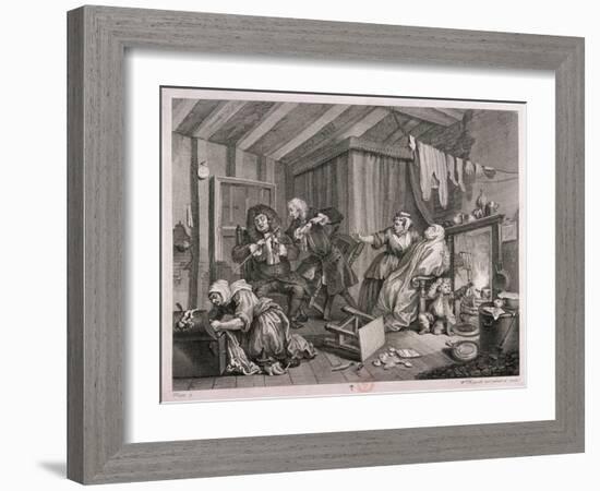 In a High Saliuation at the Point of Death, Plate V of the Harlot's Progress, 1732-William Hogarth-Framed Giclee Print