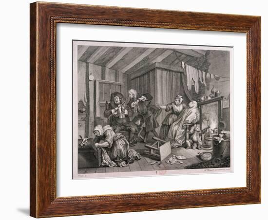 In a High Saliuation at the Point of Death, Plate V of the Harlot's Progress, 1732-William Hogarth-Framed Giclee Print