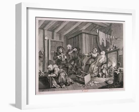 In a High Saliuation at the Point of Death, Plate V of the Harlot's Progress, 1732-William Hogarth-Framed Giclee Print