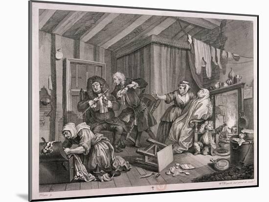 In a High Saliuation at the Point of Death, Plate V of the Harlot's Progress, 1732-William Hogarth-Mounted Giclee Print