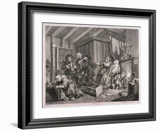 In a High Saliuation at the Point of Death, Plate V of the Harlot's Progress, 1732-William Hogarth-Framed Giclee Print