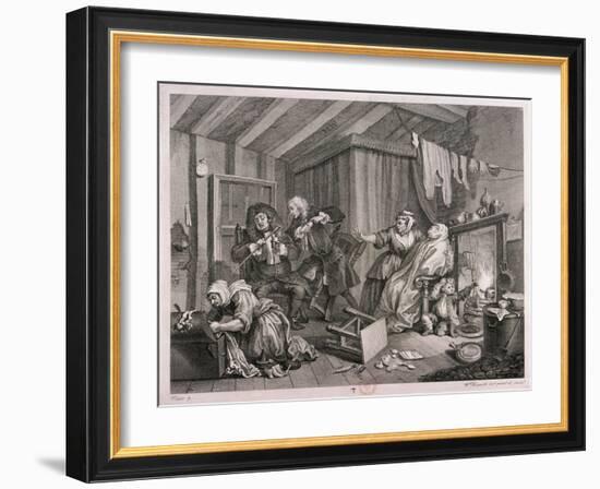 In a High Saliuation at the Point of Death, Plate V of the Harlot's Progress, 1732-William Hogarth-Framed Giclee Print