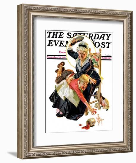 "In a Jam," Saturday Evening Post Cover, November 28, 1931-Joseph Christian Leyendecker-Framed Giclee Print