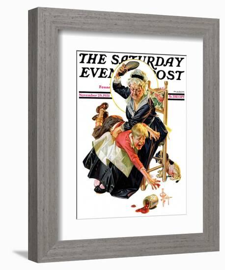 "In a Jam," Saturday Evening Post Cover, November 28, 1931-Joseph Christian Leyendecker-Framed Giclee Print