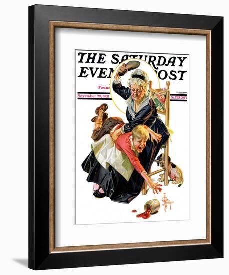 "In a Jam," Saturday Evening Post Cover, November 28, 1931-Joseph Christian Leyendecker-Framed Giclee Print