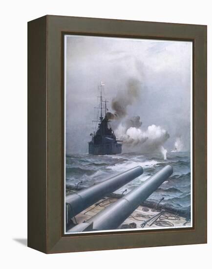 In a Naval Engagement off Heligoland the "Lion" Sinks a German Cruiser-Montague Dawson-Framed Premier Image Canvas