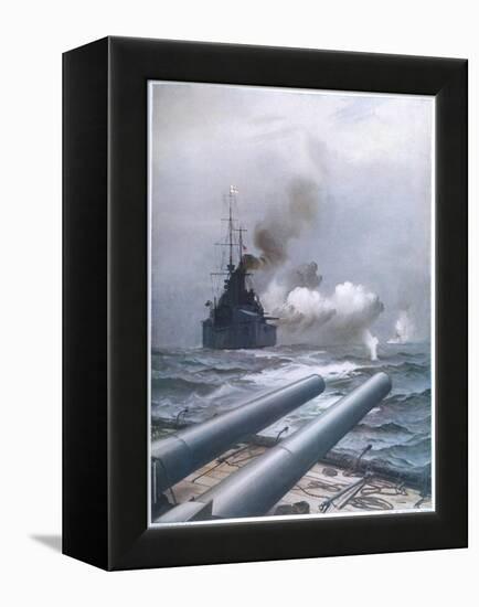 In a Naval Engagement off Heligoland the "Lion" Sinks a German Cruiser-Montague Dawson-Framed Premier Image Canvas