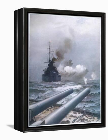 In a Naval Engagement off Heligoland the "Lion" Sinks a German Cruiser-Montague Dawson-Framed Premier Image Canvas