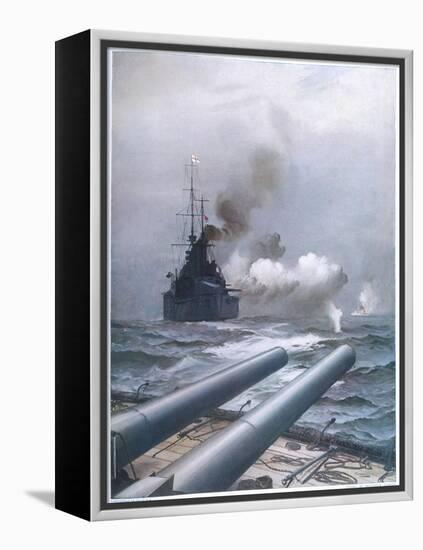 In a Naval Engagement off Heligoland the "Lion" Sinks a German Cruiser-Montague Dawson-Framed Premier Image Canvas