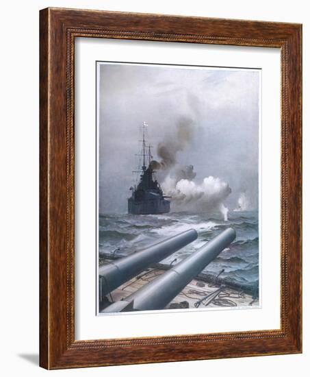 In a Naval Engagement off Heligoland the "Lion" Sinks a German Cruiser-Montague Dawson-Framed Photographic Print