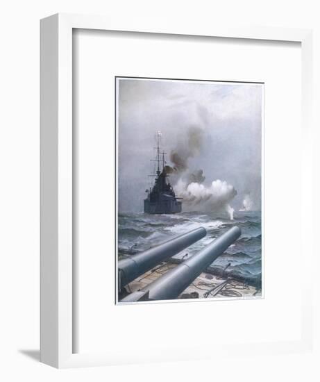 In a Naval Engagement off Heligoland the "Lion" Sinks a German Cruiser-Montague Dawson-Framed Photographic Print