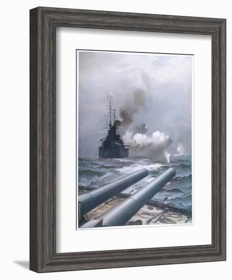 In a Naval Engagement off Heligoland the "Lion" Sinks a German Cruiser-Montague Dawson-Framed Photographic Print