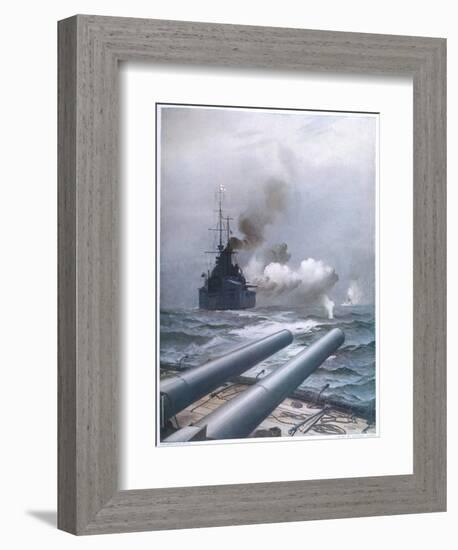 In a Naval Engagement off Heligoland the "Lion" Sinks a German Cruiser-Montague Dawson-Framed Photographic Print