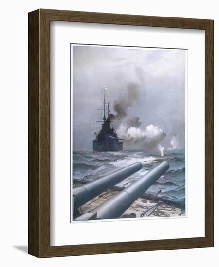 In a Naval Engagement off Heligoland the "Lion" Sinks a German Cruiser-Montague Dawson-Framed Photographic Print