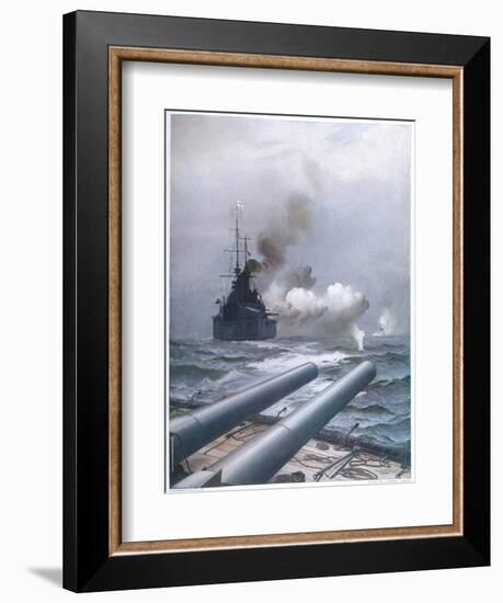 In a Naval Engagement off Heligoland the "Lion" Sinks a German Cruiser-Montague Dawson-Framed Photographic Print