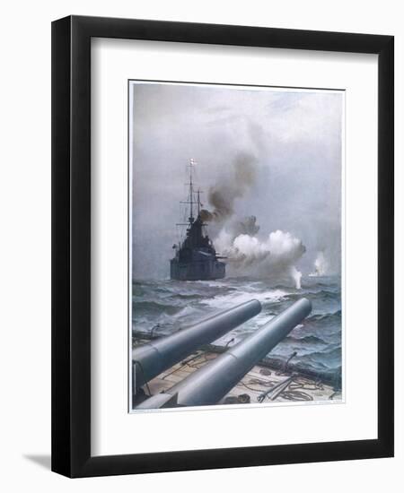 In a Naval Engagement off Heligoland the "Lion" Sinks a German Cruiser-Montague Dawson-Framed Photographic Print