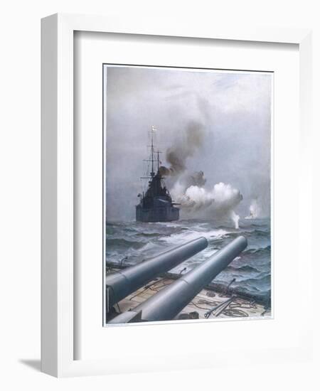 In a Naval Engagement off Heligoland the "Lion" Sinks a German Cruiser-Montague Dawson-Framed Photographic Print