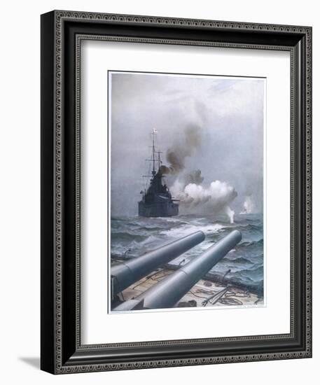 In a Naval Engagement off Heligoland the "Lion" Sinks a German Cruiser-Montague Dawson-Framed Photographic Print