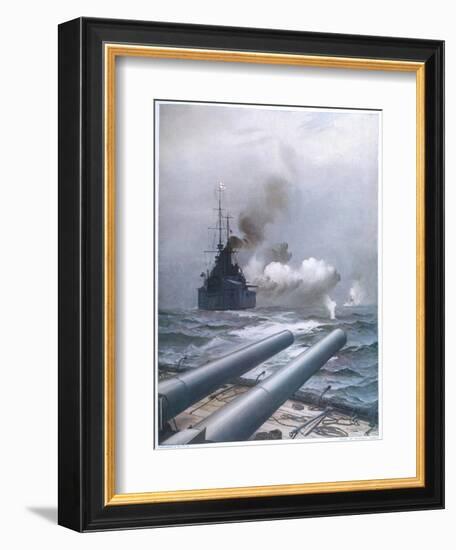 In a Naval Engagement off Heligoland the "Lion" Sinks a German Cruiser-Montague Dawson-Framed Photographic Print