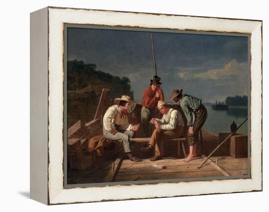 In a Quandary, or Mississippi Raftsmen at Cards, 1851-George Caleb Bingham-Framed Premier Image Canvas