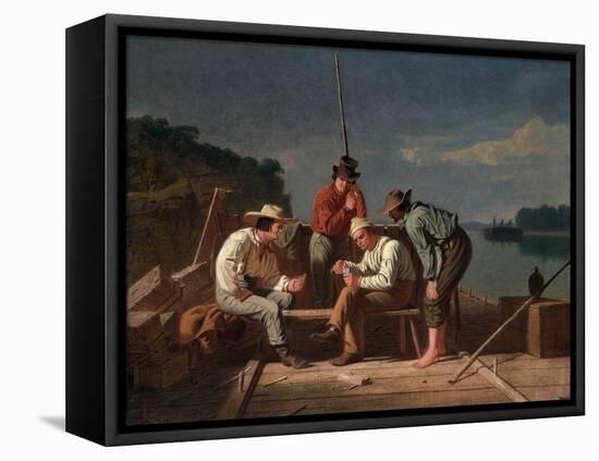 In a Quandary, or Mississippi Raftsmen at Cards, 1851-George Caleb Bingham-Framed Premier Image Canvas