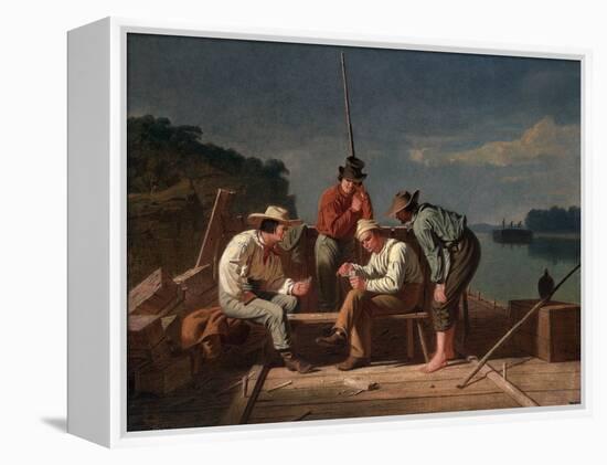 In a Quandary, or Mississippi Raftsmen at Cards, 1851-George Caleb Bingham-Framed Premier Image Canvas