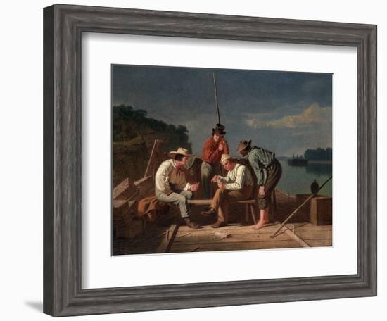 In a Quandary, or Mississippi Raftsmen at Cards, 1851-George Caleb Bingham-Framed Giclee Print