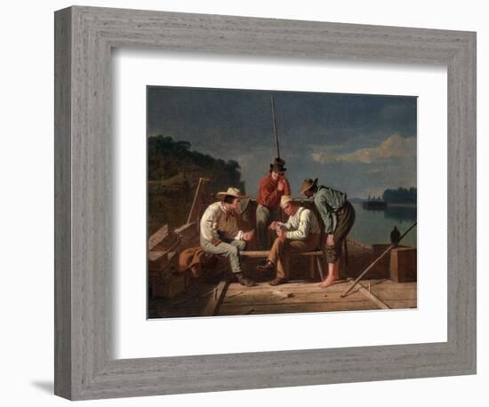 In a Quandary, or Mississippi Raftsmen at Cards, 1851-George Caleb Bingham-Framed Giclee Print