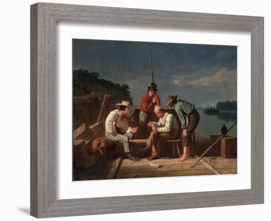 In a Quandary, or Mississippi Raftsmen at Cards, 1851-George Caleb Bingham-Framed Giclee Print