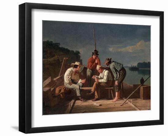 In a Quandary, or Mississippi Raftsmen at Cards, 1851-George Caleb Bingham-Framed Giclee Print