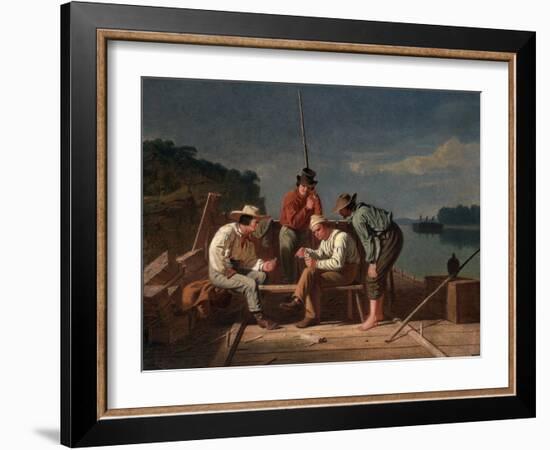 In a Quandary, or Mississippi Raftsmen at Cards, 1851-George Caleb Bingham-Framed Giclee Print