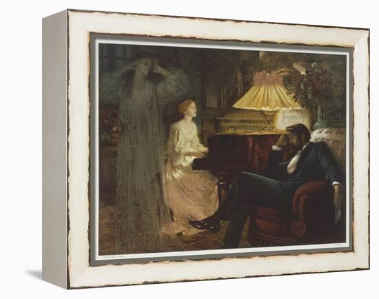 In a Reverie Induced by His Wife Playing the Piano He Hallucinates the Girl He Didn't Marry-Frank Bernard Dicksee-Framed Premier Image Canvas