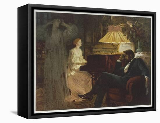 In a Reverie Induced by His Wife Playing the Piano He Hallucinates the Girl He Didn't Marry-Frank Bernard Dicksee-Framed Premier Image Canvas