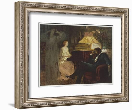 In a Reverie Induced by His Wife Playing the Piano He Hallucinates the Girl He Didn't Marry-Frank Bernard Dicksee-Framed Photographic Print